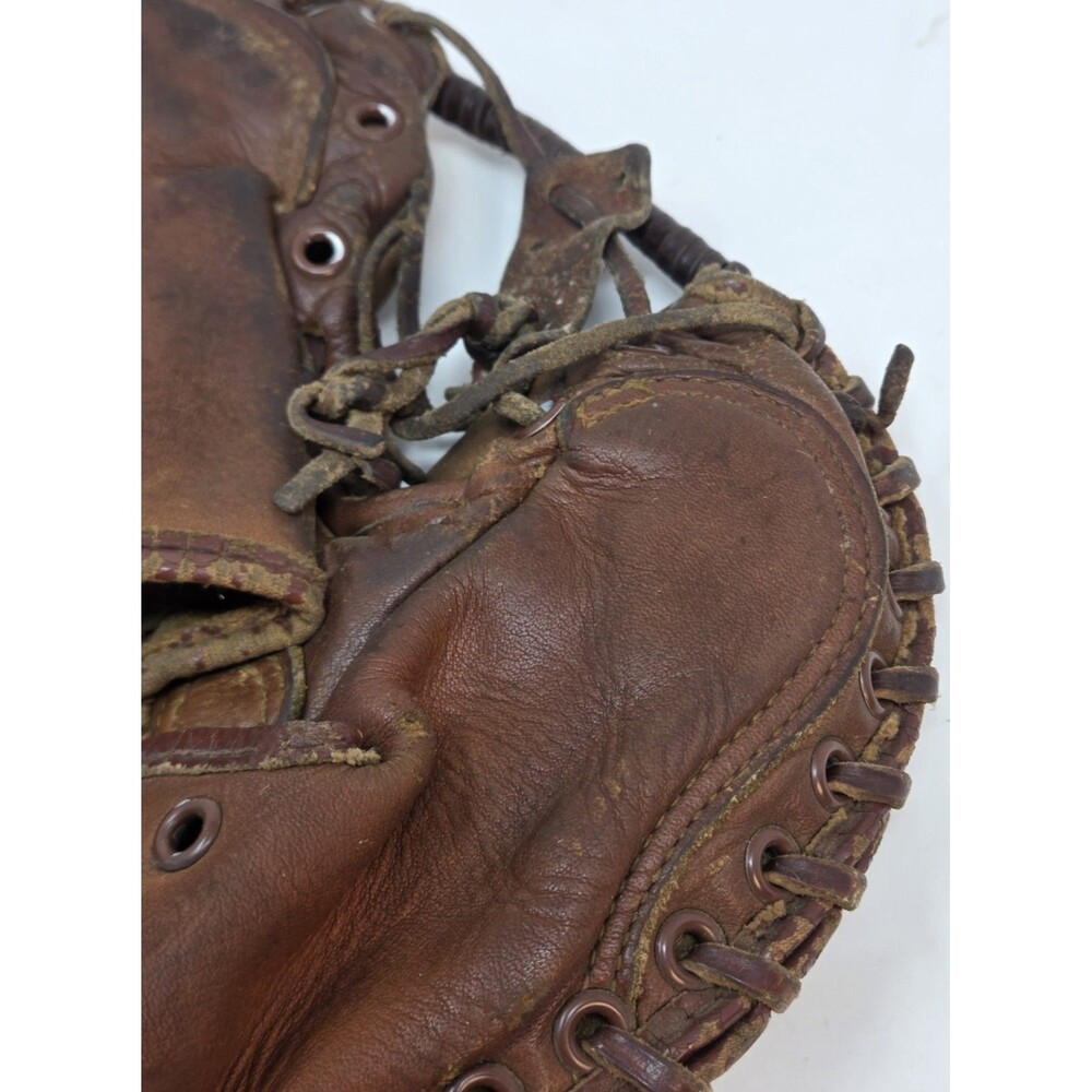 Vintage Spalding Catchers Mitt Leather Baseball Glove Pancake‎ 1950s-60s USA - Picture 7 of 10